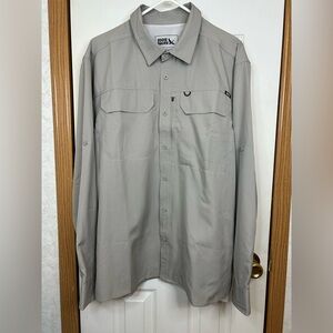 NWT Eddie Bauer Mens Large Performance Fishing Shirt Khaki Vent Outdoor